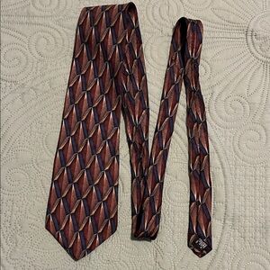 Graham & Lockwood London England Silk Tie Geometric Blue & brown upscale luxury